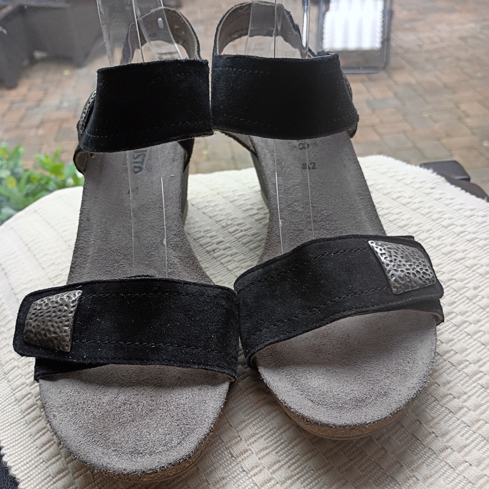 Mephisto Black Wedge Sandals size42/11.5.Very Good Condition - Picture 3 of 10